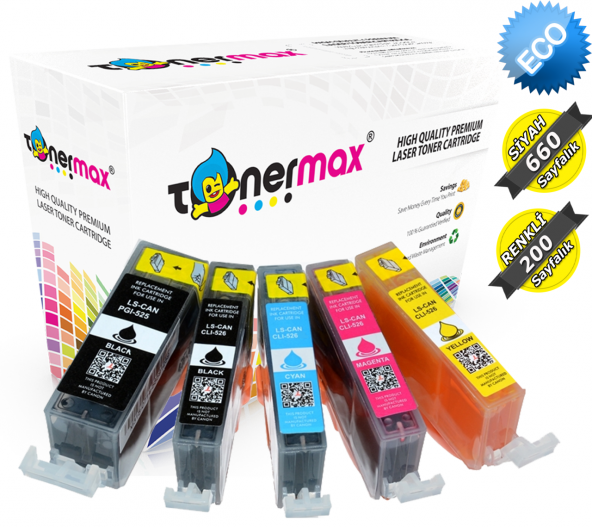 Canon Pixma MG6200 Muadil Kartuş Seti  / Canon PGI-525 PGBK / CLi-526 ürün görseli 1