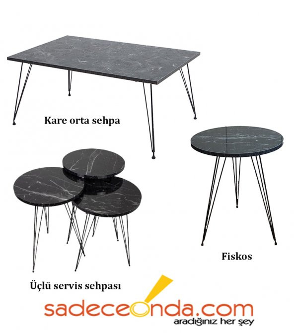3lü Zigon sehpa + Orta Sehpa + Fiskos Sehpa ürün görseli 1