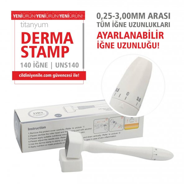 140 İĞNE AYARLANABİLİR İĞNE UZUNLUĞU DERMASTAMP SAÇ VE YÜZ BÖLGESİ - TEMİZLEME ÜRÜNÜ HEDİYELİ! ürün görseli 1
