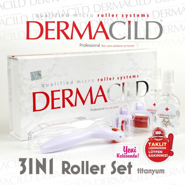 3IN1 DERMACiLD DERMAROLLER SET-3 FARKLI BÖLGE 3 BAŞLIK - GÖZ ALTI VE ÇEVRESİ, YÜZ VE VÜCUT BÖLGELERİ ürün görseli 1