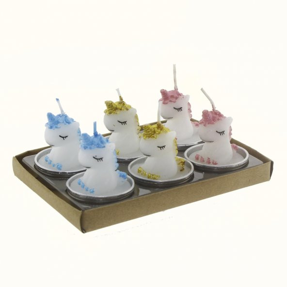 6 Adet 4cm Unicorn At Tealight Mum - Resim 2