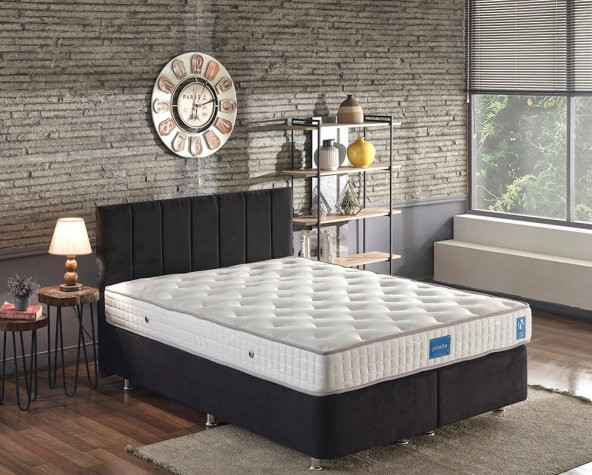 Niron Juliette 160x200 cm Çift Kişilik Lüks Yatak Seti - Siyah Kumaş Baza, Başlık ve Yatak Takımı ürün görseli 1
