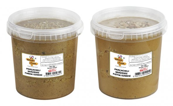 AdresS Fındık - Parçacıklı Şekersiz Yer Fıstığı Ezmesi 1 Kg + Parçacıklı Şekersiz Fındık Ezmesi 1 Kg ürün görseli 1