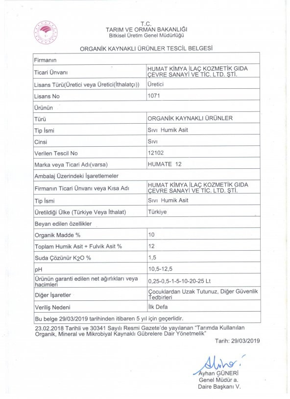 HUMATA 12, HUMİK ASİT (5 LT) - Resim 3