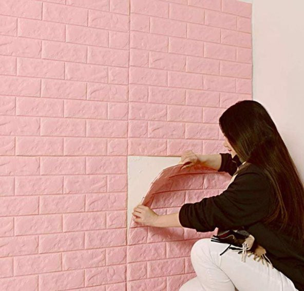 Renkli Duvarlar NW03 Pembe Kendinden Yapışkanlı 3D Dekoratif Duvar Paneli ürün görseli 1