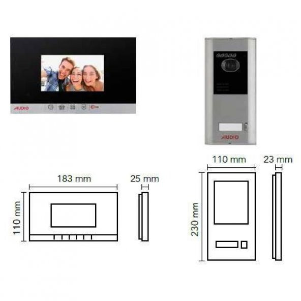 Audio 001460 4.3" Görüntülü Diafon Villa Set Mekanik Butonlu ürün görseli 1