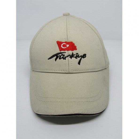 UNİSEX TÜRKİYE NAKIŞLI BEJ ŞAPKA ürün görseli 1