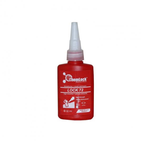 Chemlock Lock 72 Yüksek Isı Mukavemetli Sökülmez Civata Sabitleyici 50ml. ürün görseli 1