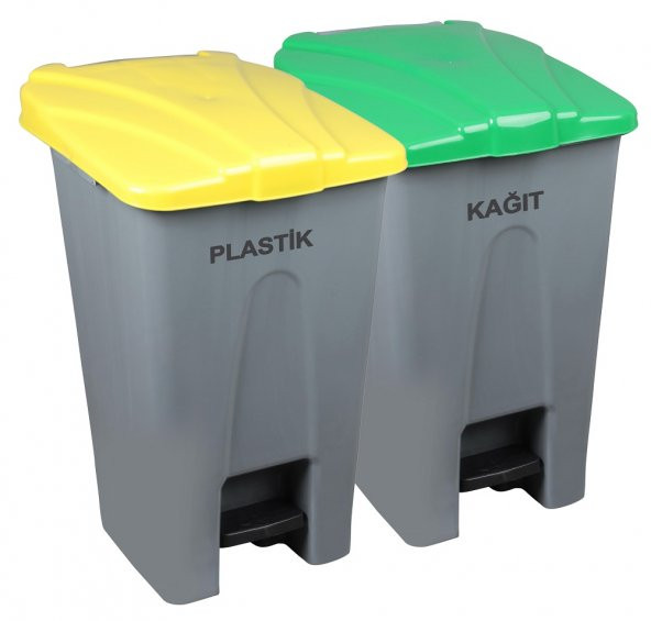 Safell Pedallı Kağıt Plastik Ayrıştırma Kovası - Çöp Konteyneri ürün görseli 1