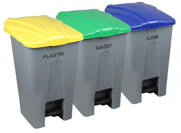 Safell Pedallı Kağıt Plastik Cam Ayrıştırma Kovası - Ayrıştırma Konteyneri ürün görseli 1