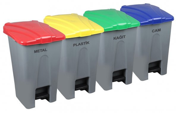 Safell Pedallı Kağıt Plastik Cam Metal Ayrıştırma Kovası - Ayrıştırma Konteyneri ürün görseli 1