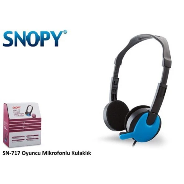 Snopy Sn-717 Siyah/Mavi Mikrofonlu Kulaklık - Resim 3