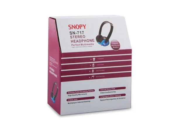 Snopy Sn-717 Siyah/Mavi Mikrofonlu Kulaklık - Resim 4