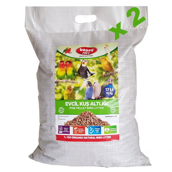 Bonny Nice Doğal Çam Pelet Evcil Kuş Altlığı 10 kg 17 l x 2 Paket ürün görseli 1