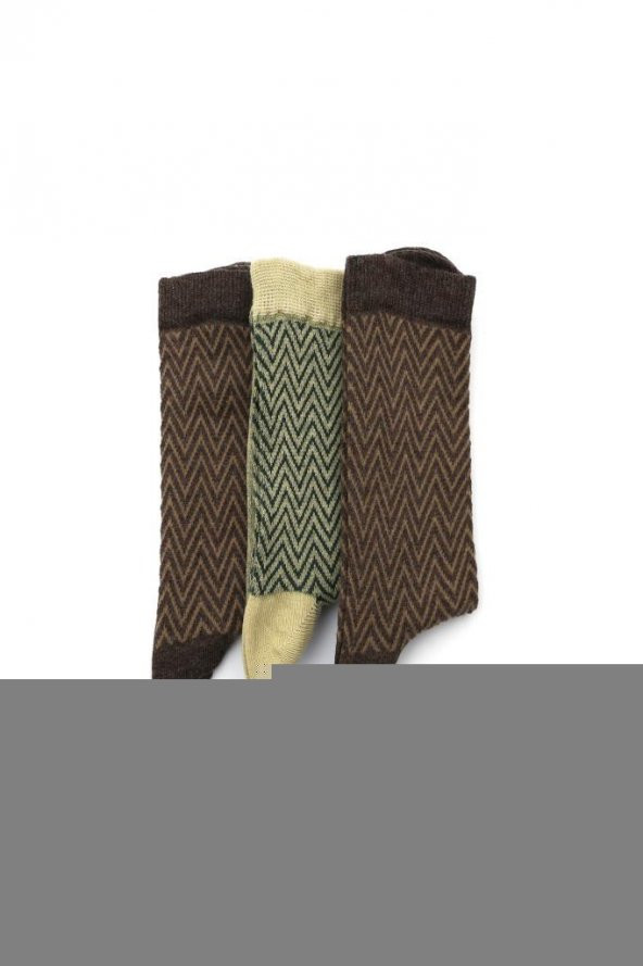 3lü Kadın Zigzag Desenli Asortili Çorap 3484-B3 - Resim 4