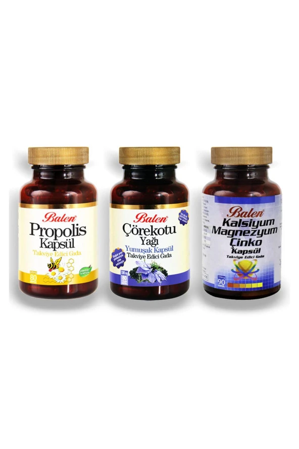 Balen Çörekotu Yağı+Kalsiyum Magnezyum Çinko+Propolis Kapsül ürün görseli 1