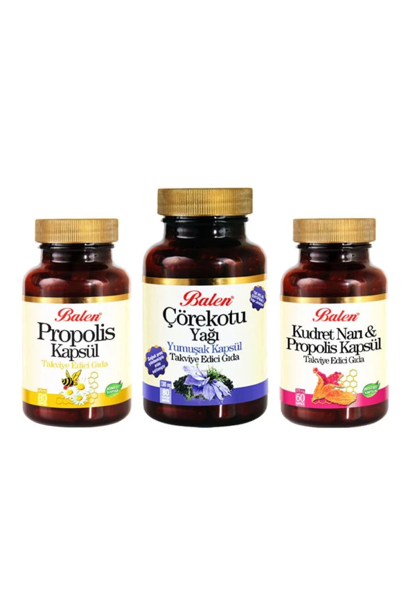 Balen Cörekotu Yağı Kapsül+Propolis Kapsül+Kudret Narı Kapsül ürün görseli 1