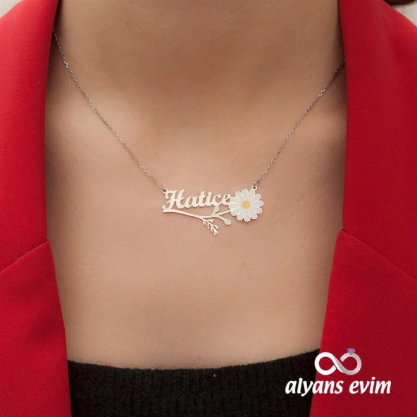 Gümüş Papatya İsimli Kolye - Resim 4