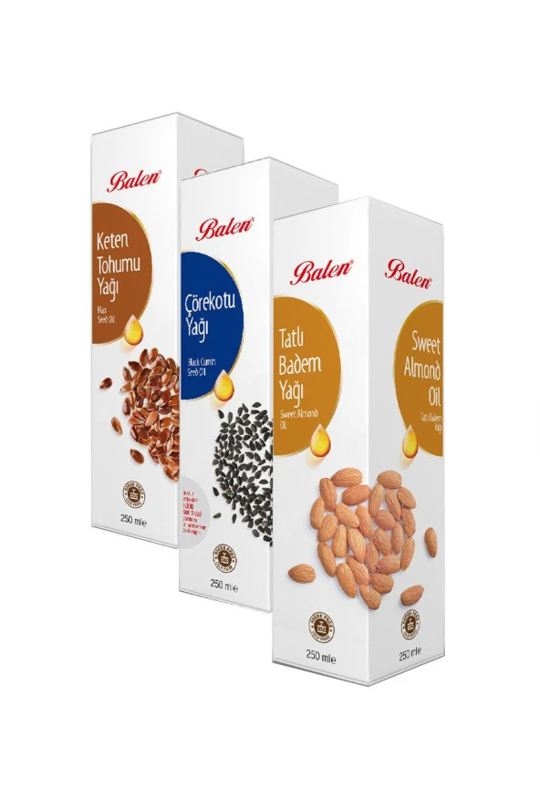 Balen 250 ml Çörekotu,Keten Tohumu,Tatlı Badem Yağları Soğuk Pres ürün görseli 1