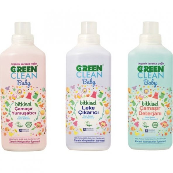 U Green Clean Baby Çamaşır Deterjanı Yumuşatıcı Leke Çıkarıcı Seti ürün görseli 1