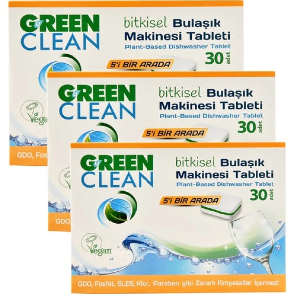 U Green Clean Bitkisel Bulaşık Makinesi Tableti 30lu x 3 Adet ürün görseli 1