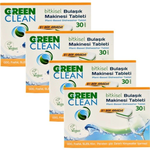 U Green Clean Bitkisel Bulaşık Makinesi Tableti 30lu x 4 Adet ürün görseli 1