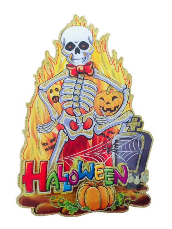 CADILAR BAYRAMI HALLOWEEN SİMLİ POSTER İSKELET MODELİ 46CM X 30CM ürün görseli 1