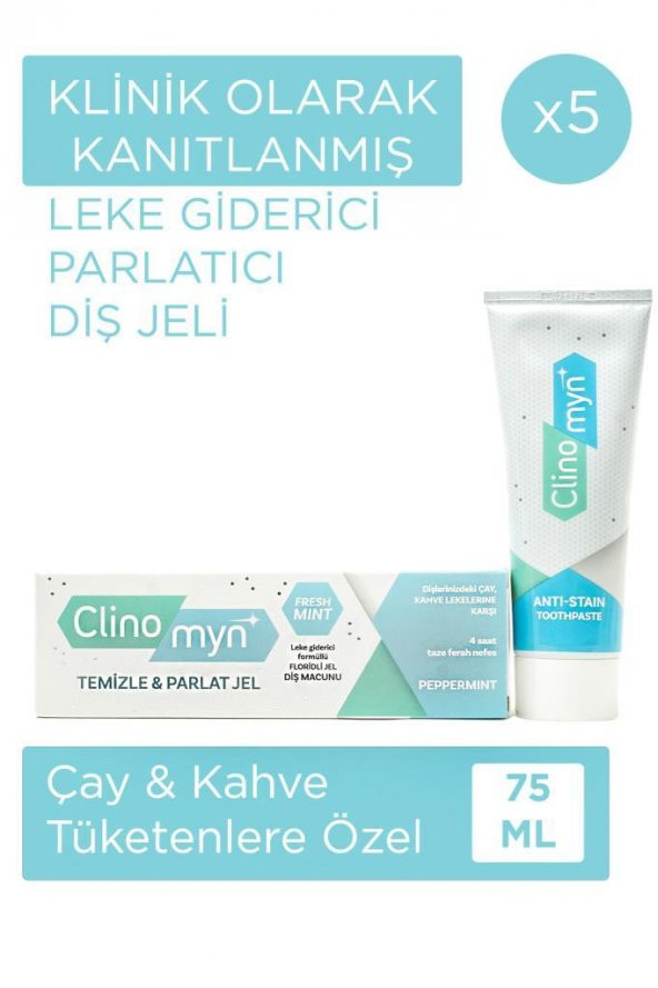 Clinomyn Fresh Temizleme Parlatma Jel Diş Macunu 75 Ml X 5 Adet ürün görseli 1