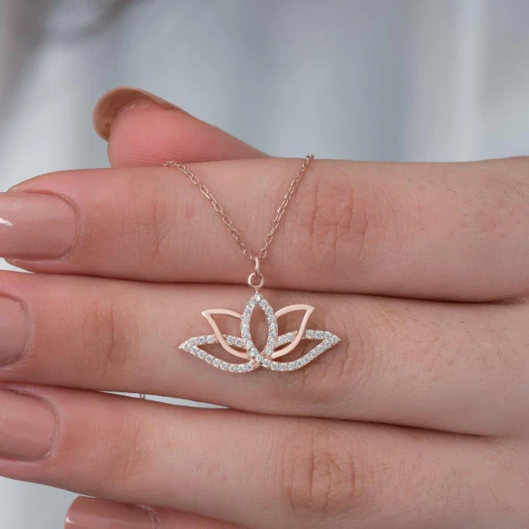 Lotus Çiçeği 925 Ayar Gümüş Kolye ürün görseli 1
