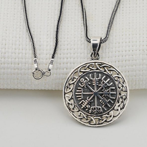 Vegvisir Pusulası Denizci Gümüş Kolye ürün görseli 1
