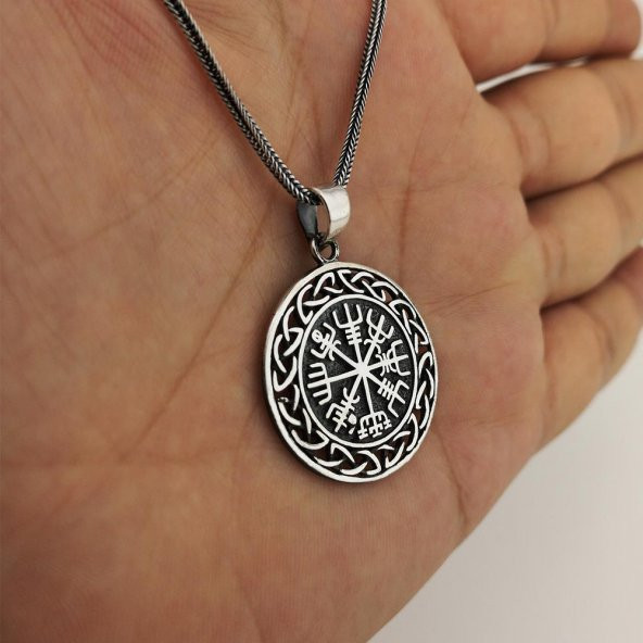Vegvisir Pusulası Denizci Gümüş Kolye - Resim 2