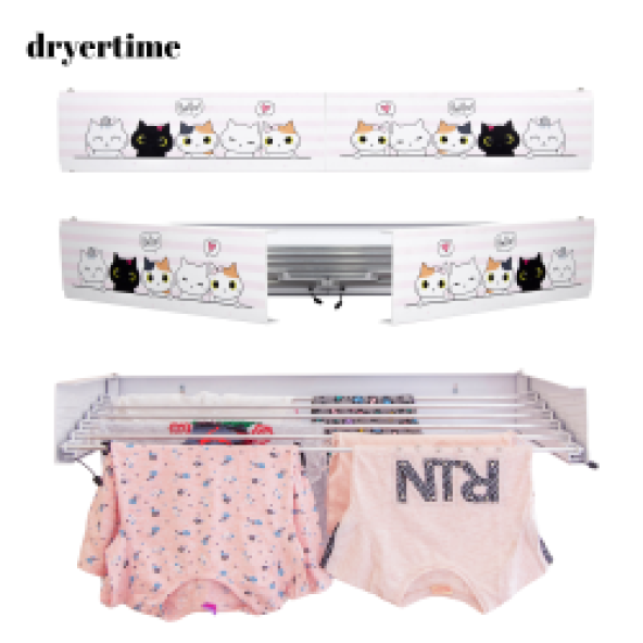 Dryertime Duvara Monte Katlanır Çamaşır Kurutma Askısı(Hello Cat) ürün görseli 1