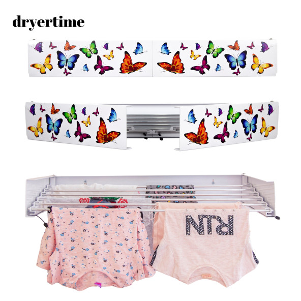 Dryertime Duvara Monte Katlanır Çamaşır Kurutma Askısı(Renkli Kelebekler) ürün görseli 1