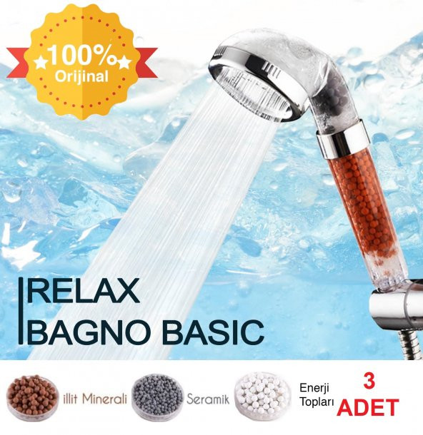 Relax Bagno %50 Su Tasarruflu Duş Başlığı - Kokulu ve Arıtmalı Banyo Duş Başlığı - 3 Adet ürün görseli 1