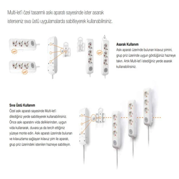 Viko Multi-Let 4 Lü Çocuk Korumalı Grup Priz 2 Mt - Resim 3