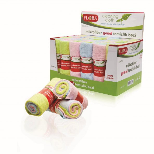 FLORA 3’LÜ MİKROFİBER TEMİZLİK BEZİ 30CMx40CM F225 ürün görseli 1