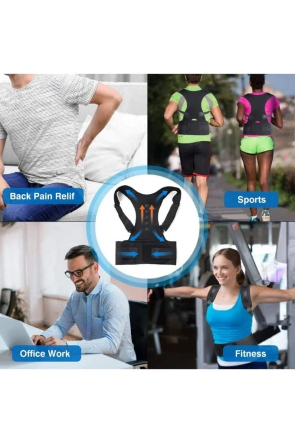 Unisex Siyah Ortopedik Dik Duruş Korsesi - Resim 8