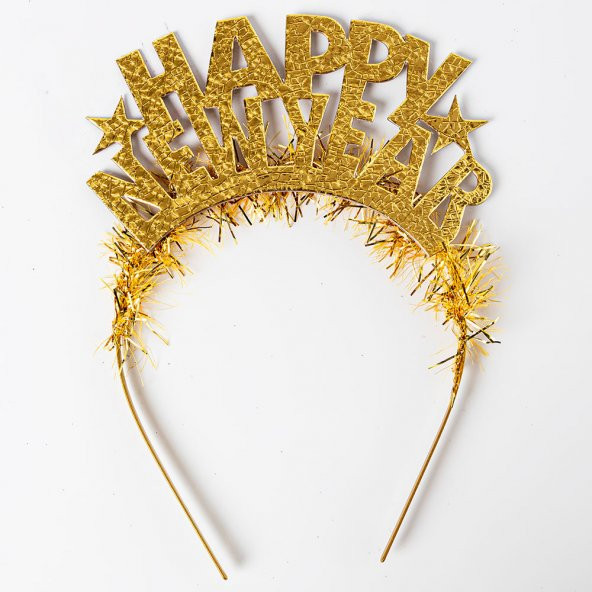 Yılbaşı Happy New Year Metalik Altın Taç ürün görseli 1