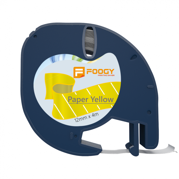 Foogy Dymo Letratag Muadili Kağıt Şerit Etiket Sarı Çizgi Desen 12 mm x 4 mt ürün görseli 1