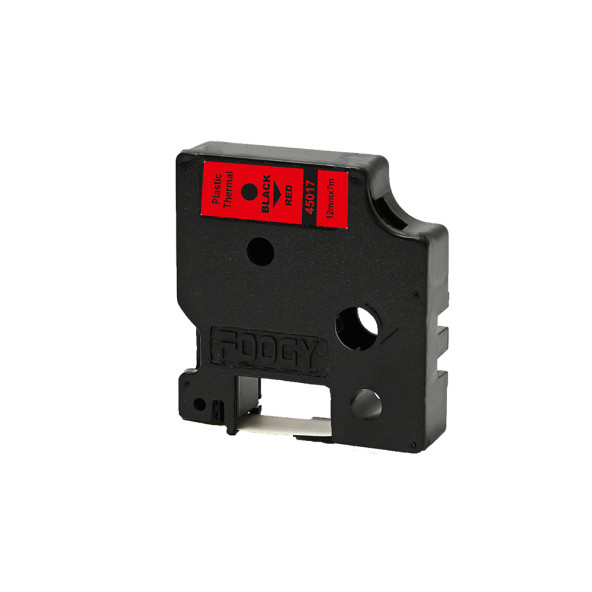 Foogy Dymo D1 Uyumlu Thermal Plastik Şerit Etiket  Kırmızı-Siyah 12 mm x 7 mt - 45017 ürün görseli 1
