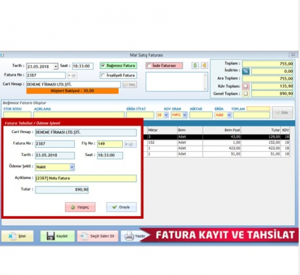 Fatura Yazdırma Programı + Stok + Kasa + Cari - Resim 8