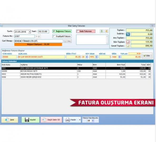 Fatura Yazdırma Programı + Stok + Kasa + Cari - Resim 10