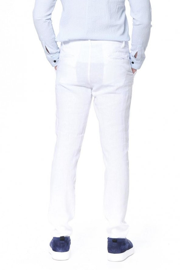 Erkek Regular Fit 100 Keten Bağcıklı Rahat Jogger Pantolon - Resim 11