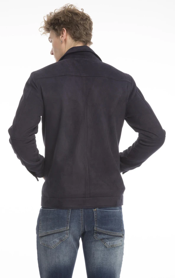 Erkek Slim Fit İçi Astarsız Cepli Baharlık Süet Kısa Mont - Resim 4