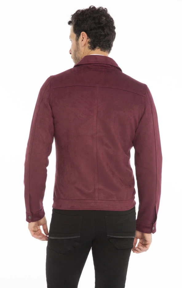 Erkek Slim Fit İçi Astarsız Cepli Baharlık Süet Kısa Mont - Resim 8