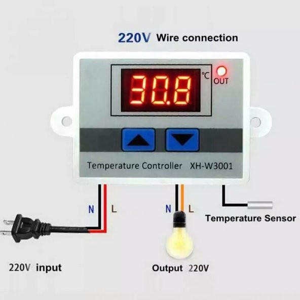 XH-W3001 220 V Dijital Kontrol Sıcaklık Termostat Akvaryum Kuluçka Termostat Sıcaklık Kontrol Cihazı ürün görseli 1