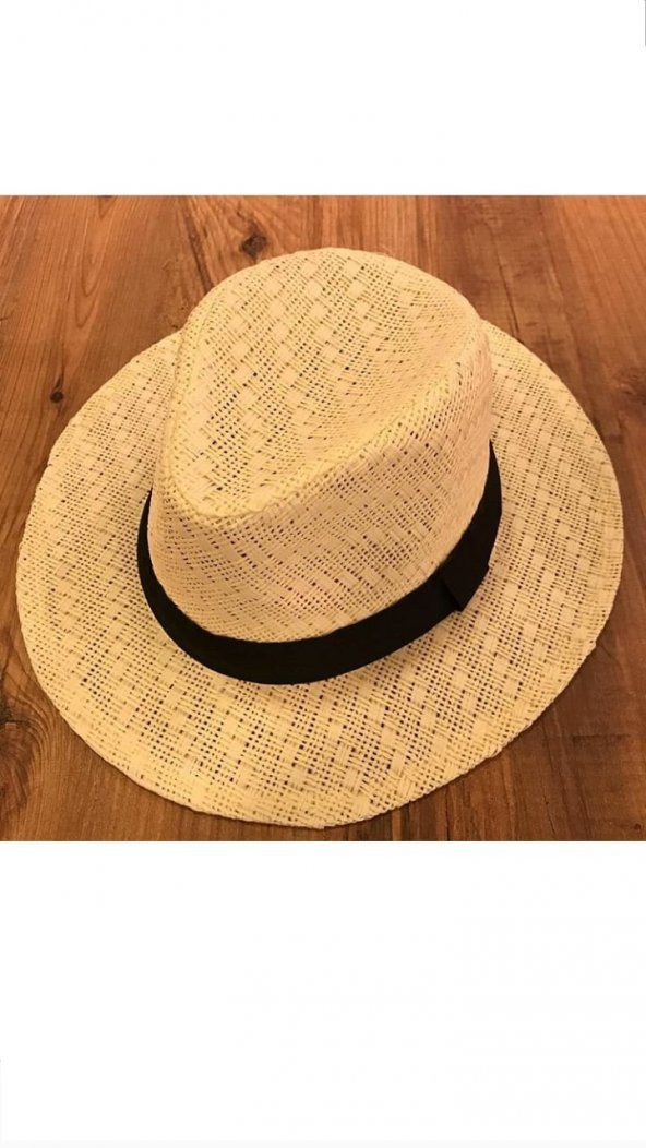 UNİSEX GENİŞ KENARLI FÖTR BEJ PANAMA ŞAPKA ürün görseli 1