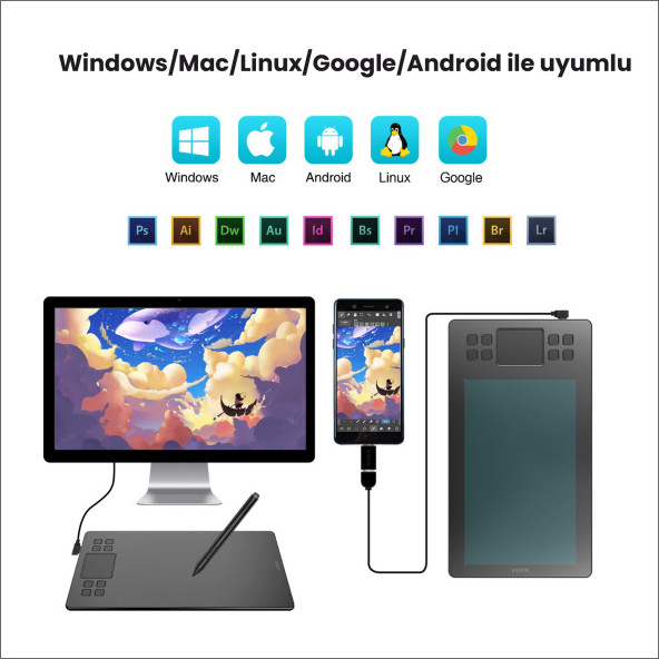 Veikk A50 10x6" 16384 Yüksek Basınç Dokunmatik Kısayol Profesyonel 5080 LPI Grafik Tablet + Kalem - Resim 6