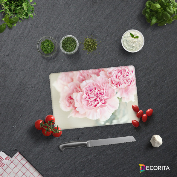DECORITA Cam Kesme Tahtası- Pembe Krizantem ürün görseli 1