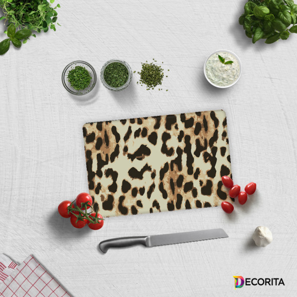 DECORITA Cam Kesme Tahtası -  Leopar Desen ürün görseli 1